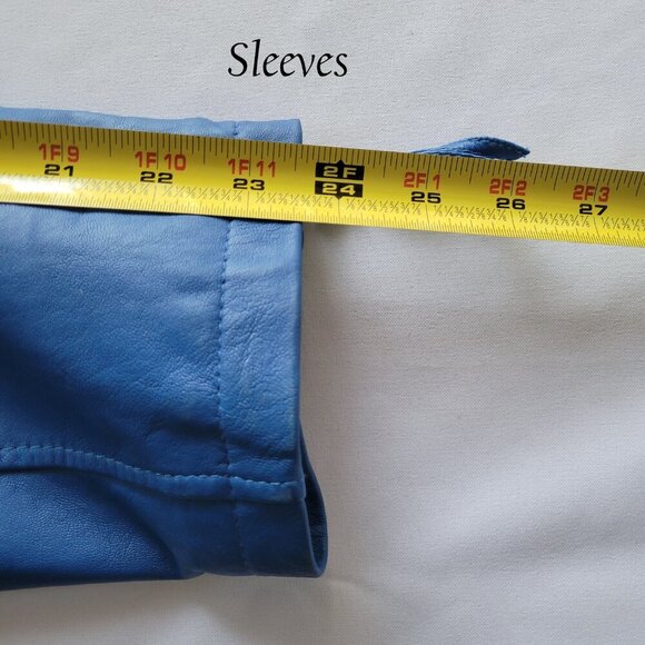 Women's "Twiggy London" 100% Genuine Leather Medium Blue Moto Jacket (Size: 1X) - Picture 14 of 14